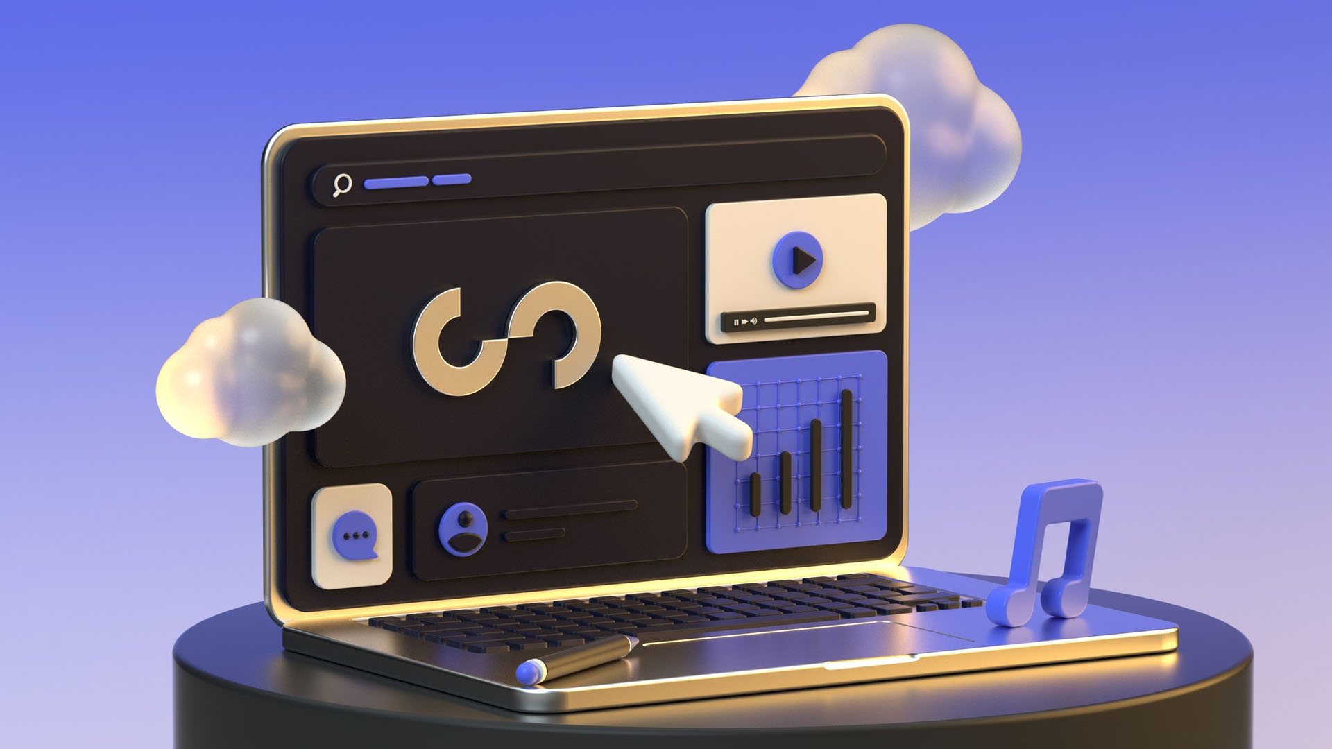 A 3D illustration of a computer screen using Stagent software